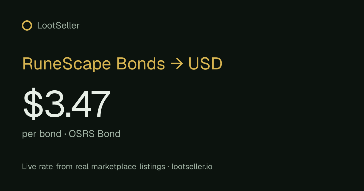 RuneScape Bonds to USD — live OSRS and RS3 bond prices | LootSeller